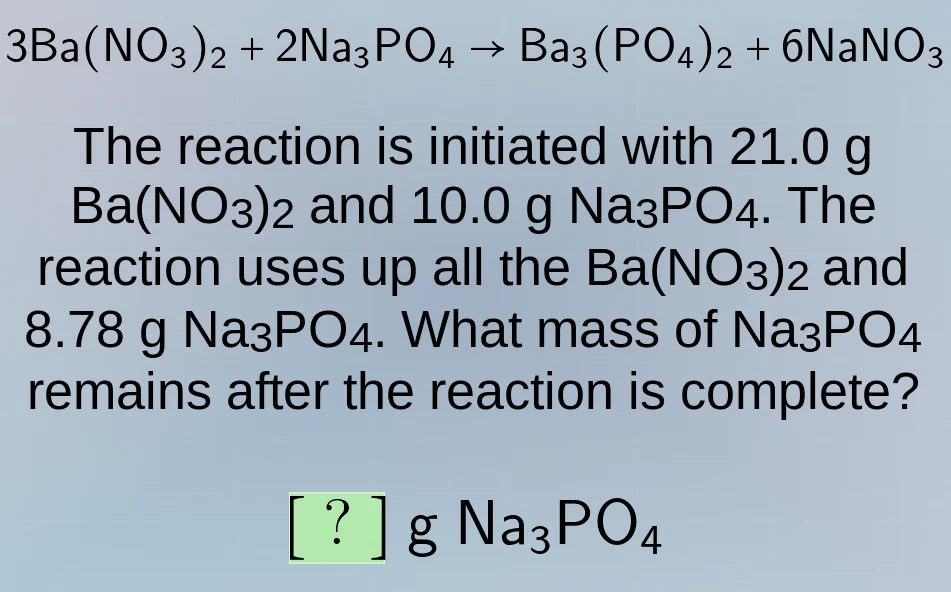 3ba(no₃)₂ + 2na₃po₄ → ba₃(po₄)₂ + 6nano₃ the reaction is initiated with…