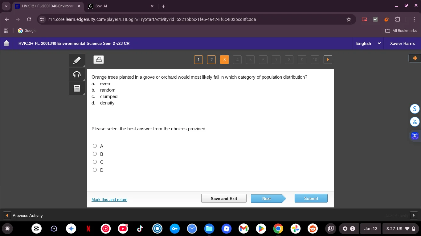 orange trees planted in a grove or orchard would most likely fall in wh…