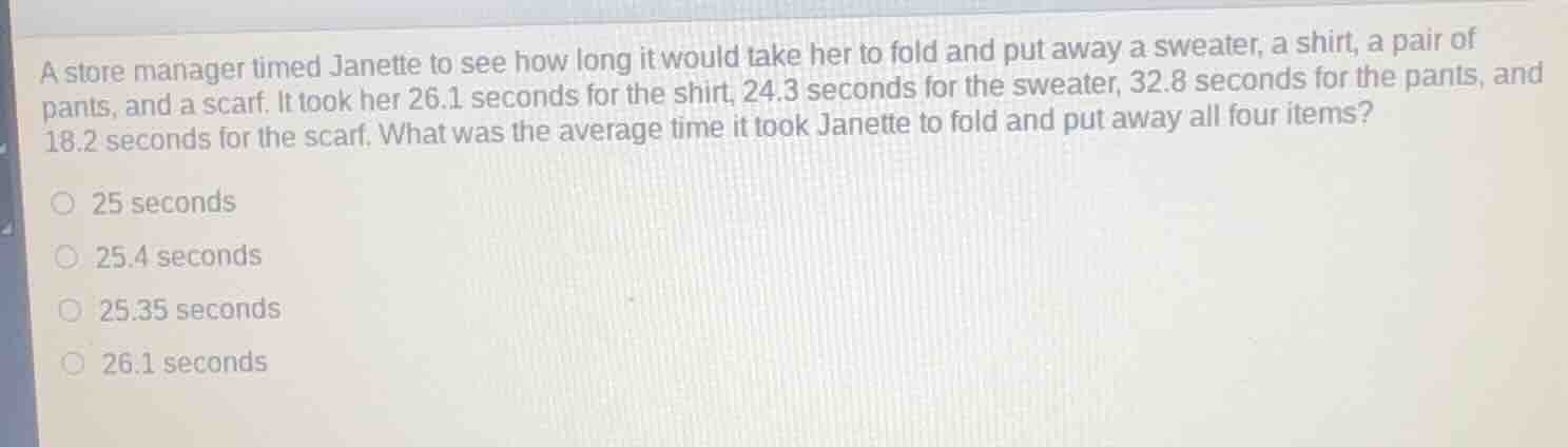 a store manager timed janette to see how long it would take her to fold…