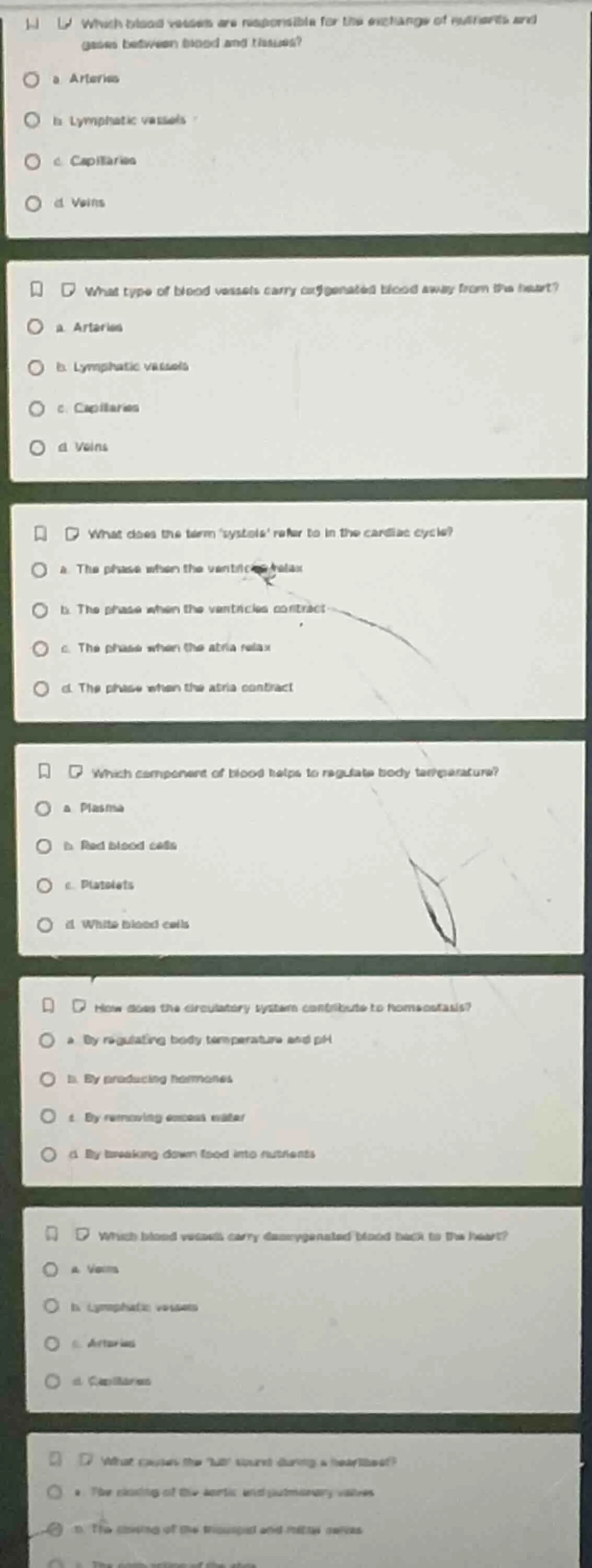 which blood vessels are responsible for the exchange of nutrients and g…