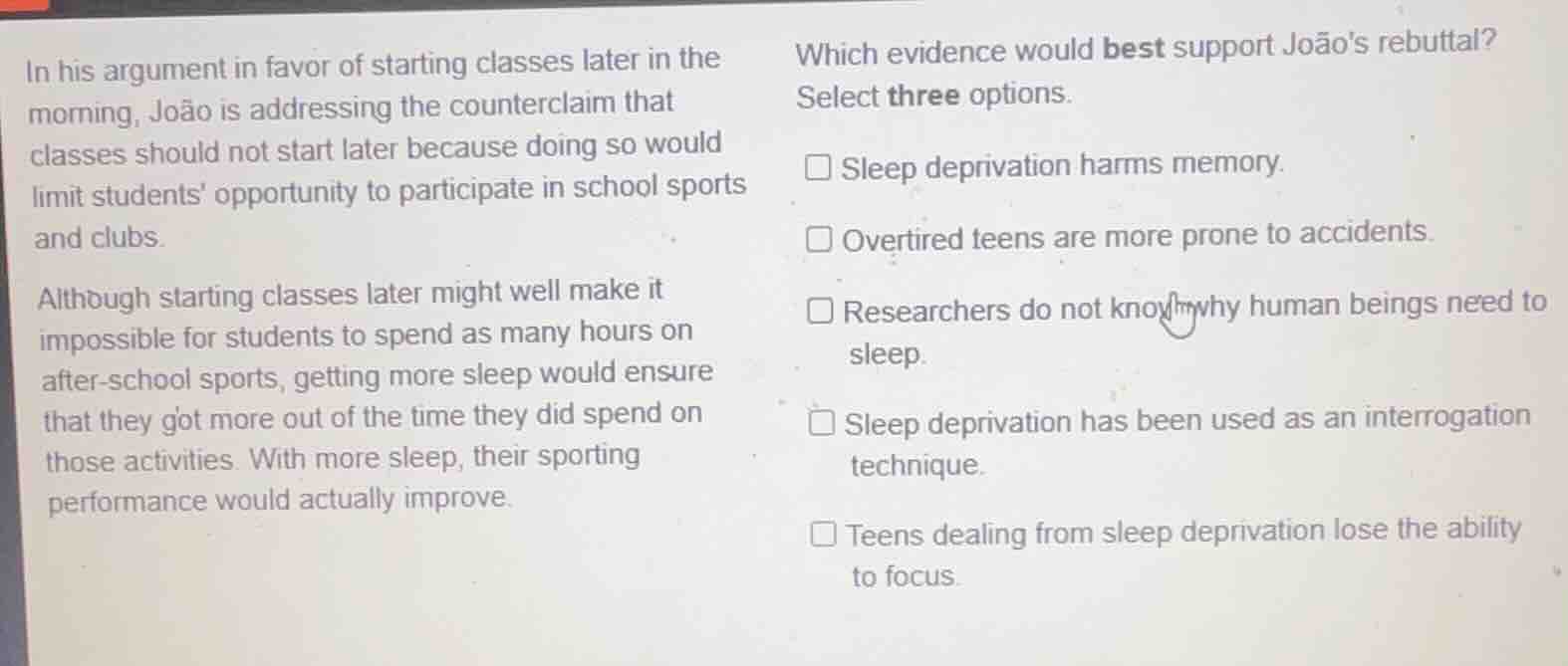 in his argument in favor of starting classes later in the morning, joão…