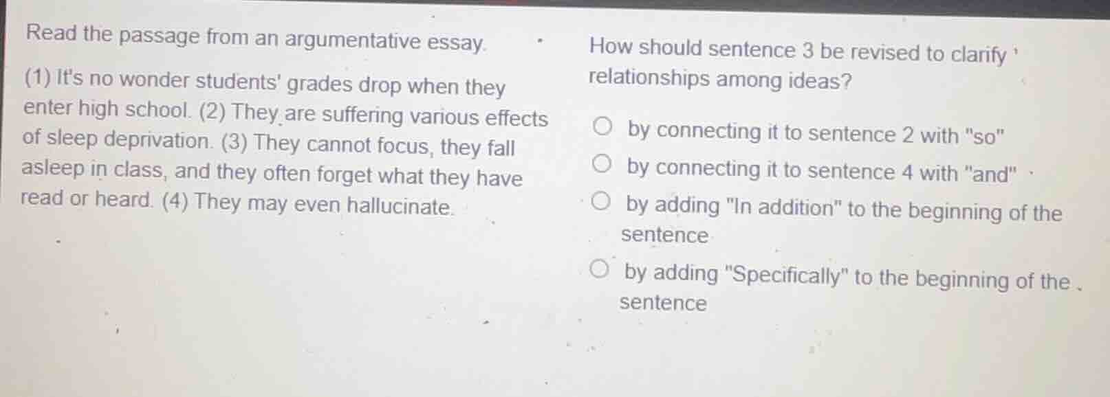 read the passage from an argumentative essay. (1) its no wonder student…