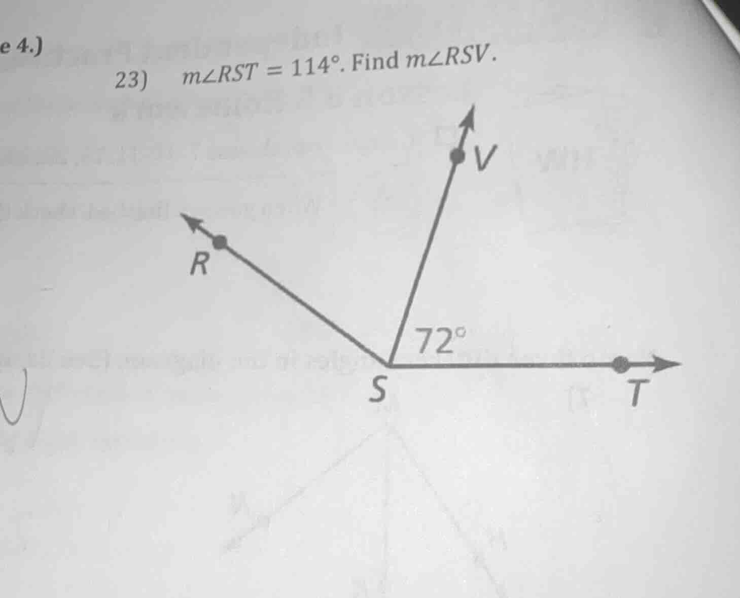 23) m∠rst = 114°. find m∠rsv.