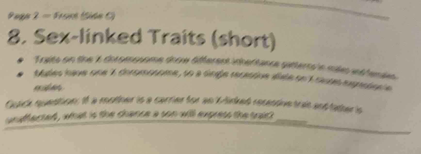 page 2 - front (side 6) 8. sex - linked traits (short) - traits on the …