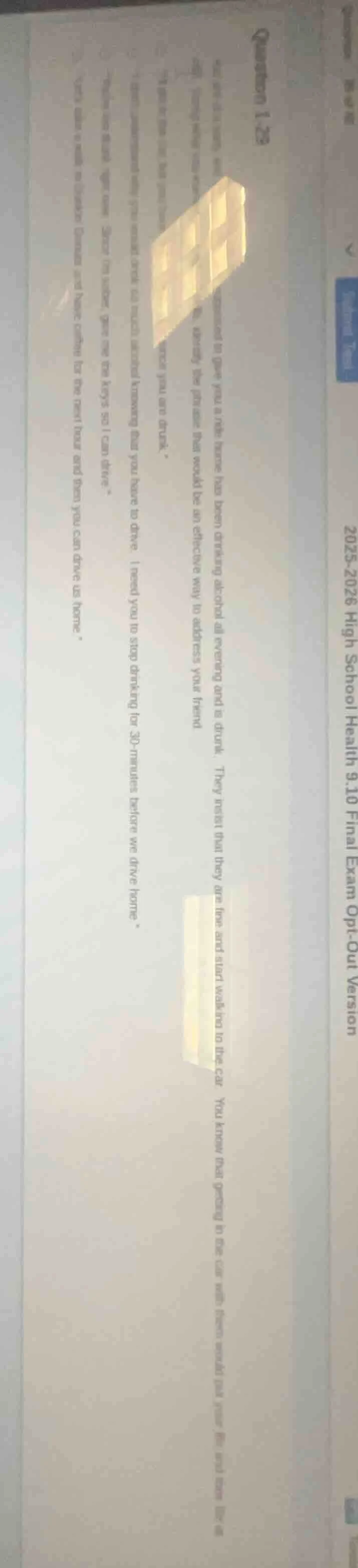 question 1-25 your friend and her parents have been drinking alcohol al…