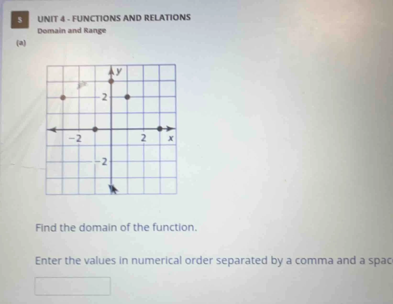 5 unit 4 - functions and relations domain and range (a) graph of a coor…