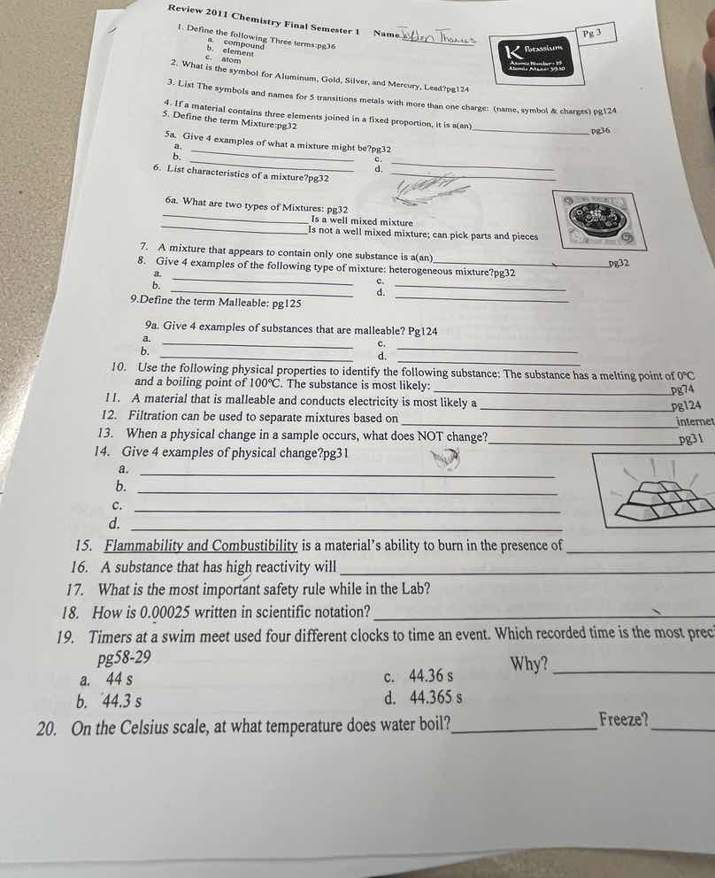 review 2011 chemistry final semester 1 name pg 3 1. define the followin…