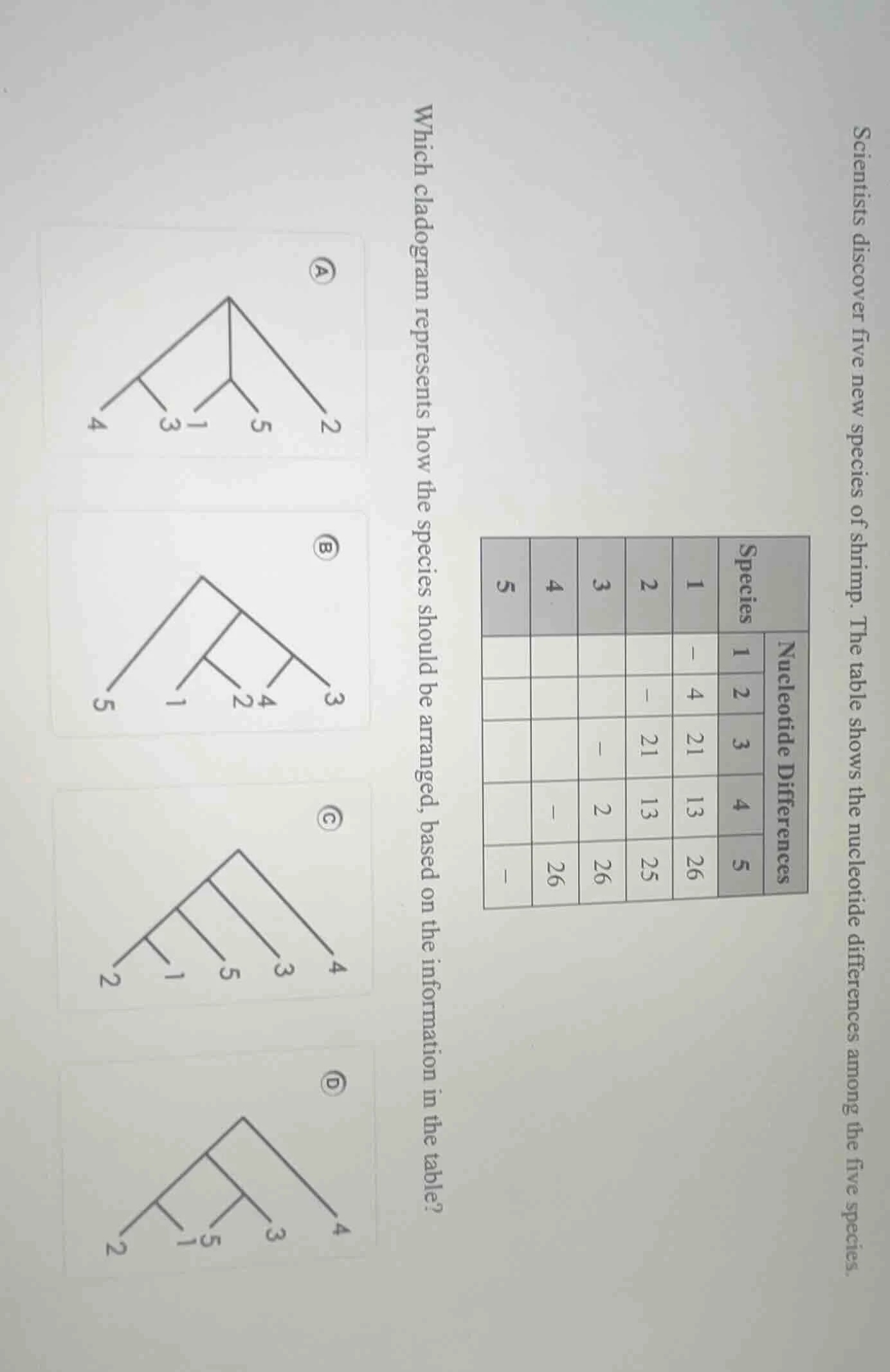 scientists discover five new species of shrimp. the table shows the nuc…