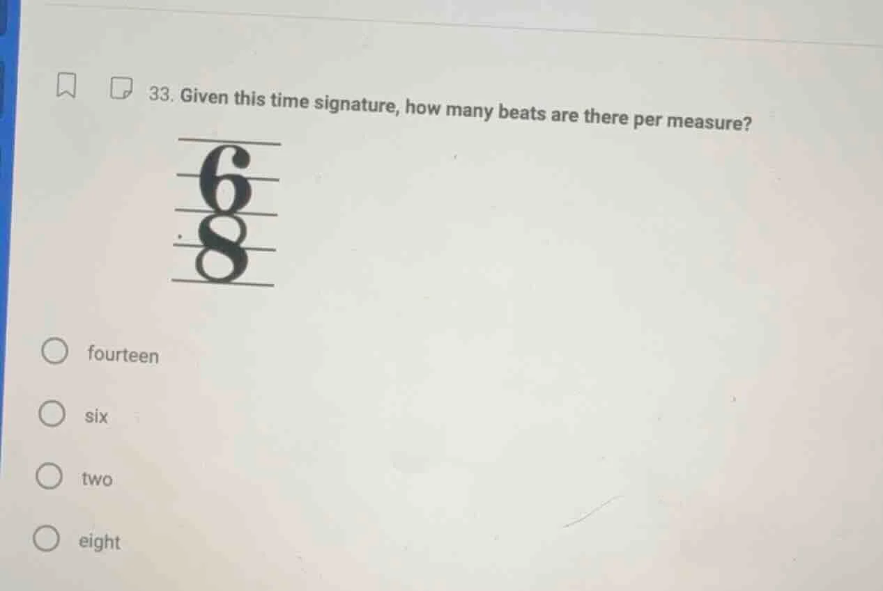 33. given this time signature, how many beats are there per measure? th…