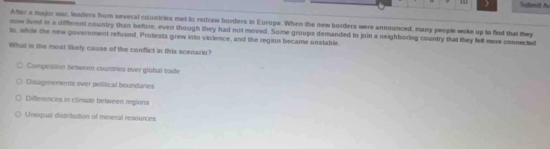 after a major war, leaders from several countries met to redraw borders…