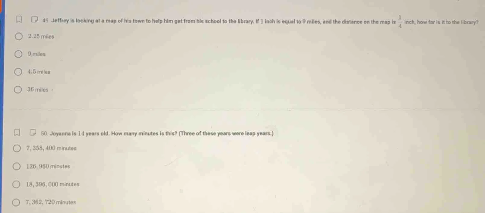 49. jeffrey is looking at a map of his town to help him get from his sc…