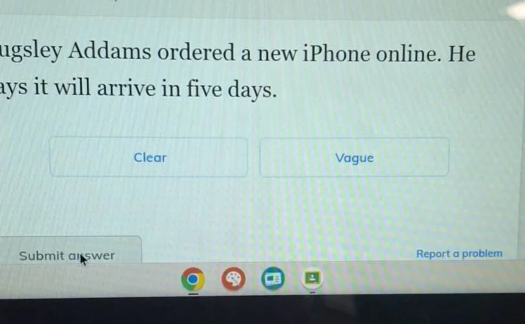 ugsley addams ordered a new iphone online. he ays it will arrive in fiv…