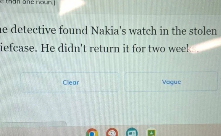 e than one noun.) e detective found nakias watch in the stolen iefcase.…
