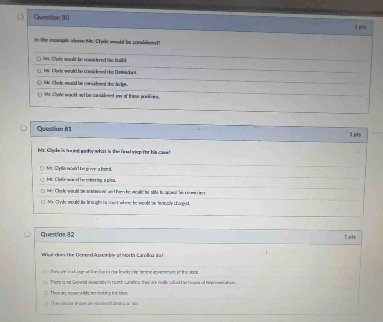 question 80 1 pts in the example above mr. clyde would be considered? ○…