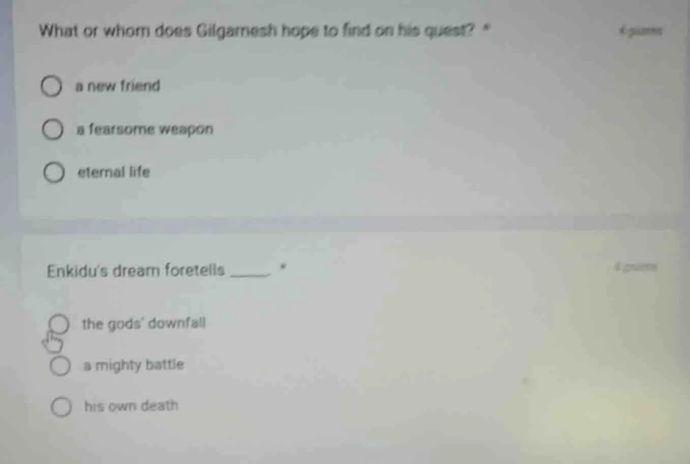 what or whom does gilgamesh hope to find on his quest? a new friend a f…