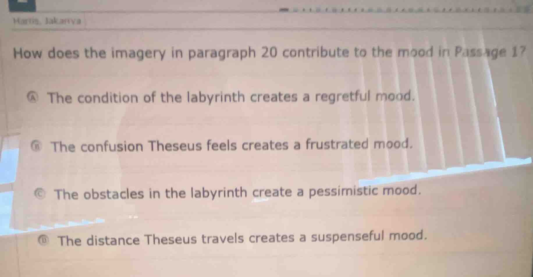 how does the imagery in paragraph 20 contribute to the mood in passage …