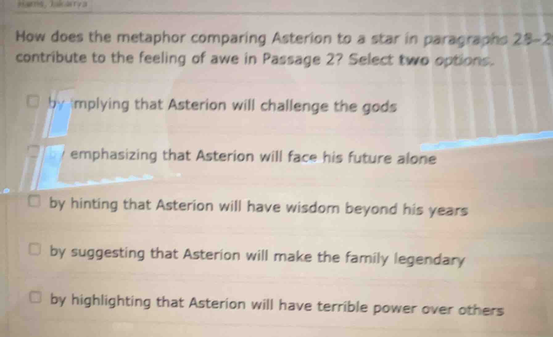 how does the metaphor comparing asterion to a star in paragraphs 28 - 2…