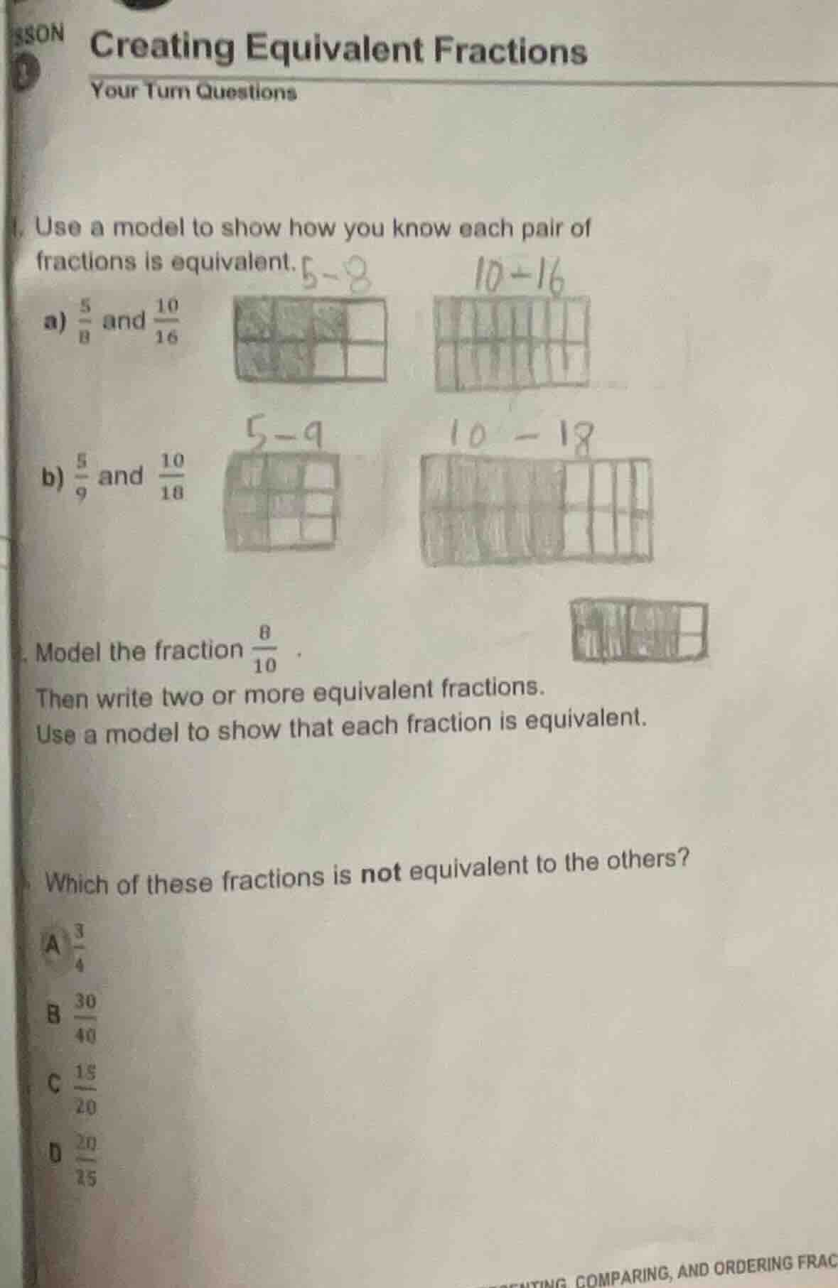 creating equivalent fractions your turn questions 1. use a model to sho…