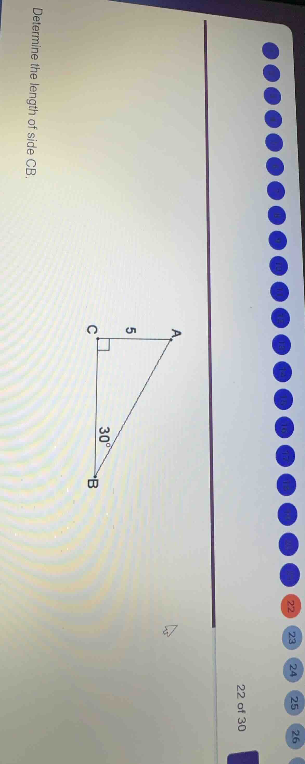 determine the length of side cb.