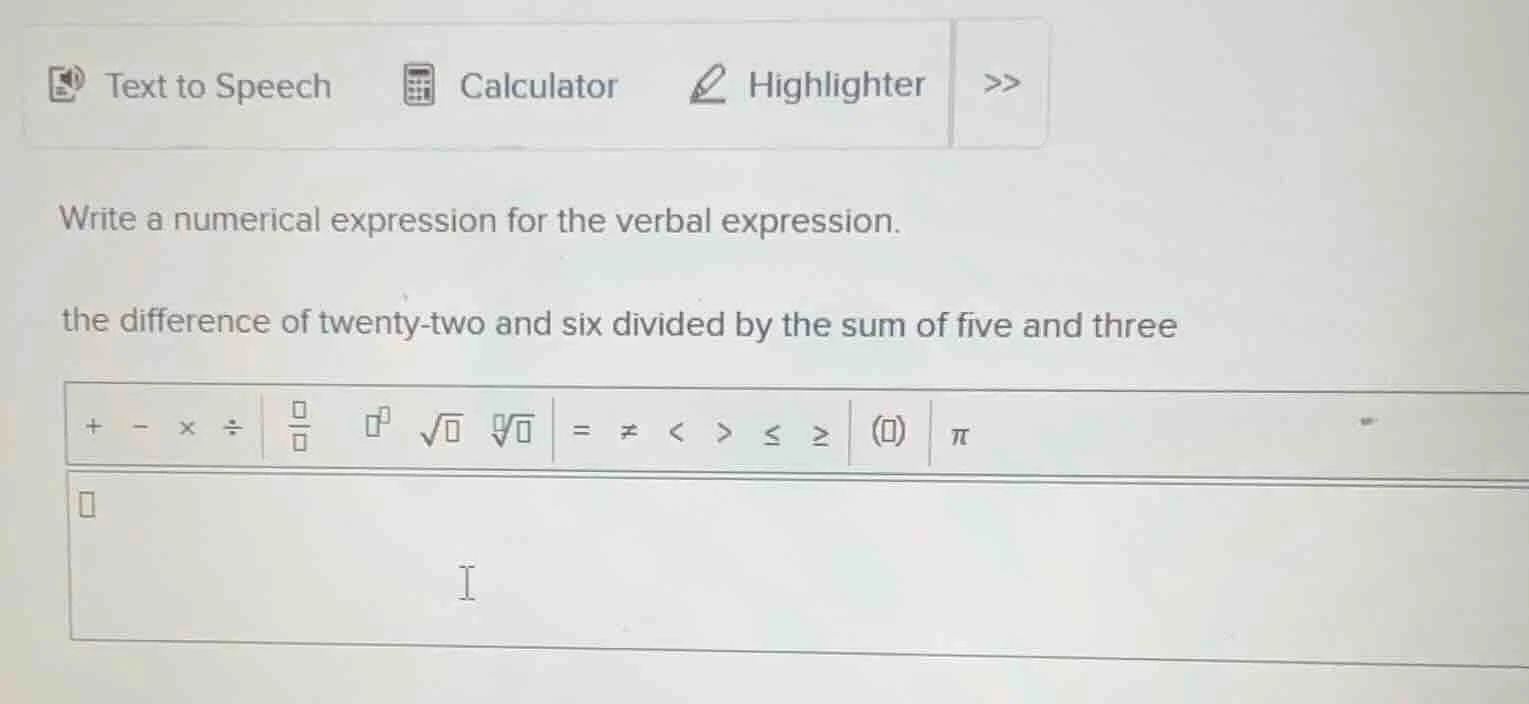 write a numerical expression for the verbal expression. the difference …