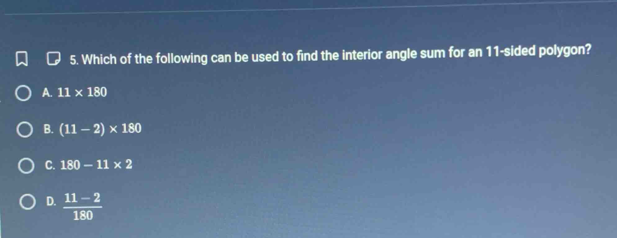 5. which of the following can be used to find the interior angle sum fo…