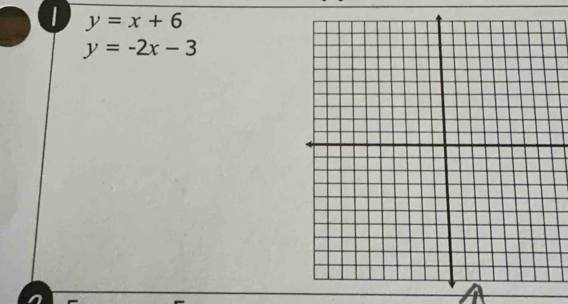 1 $y = x + 6$ $y = -2x - 3$ 2