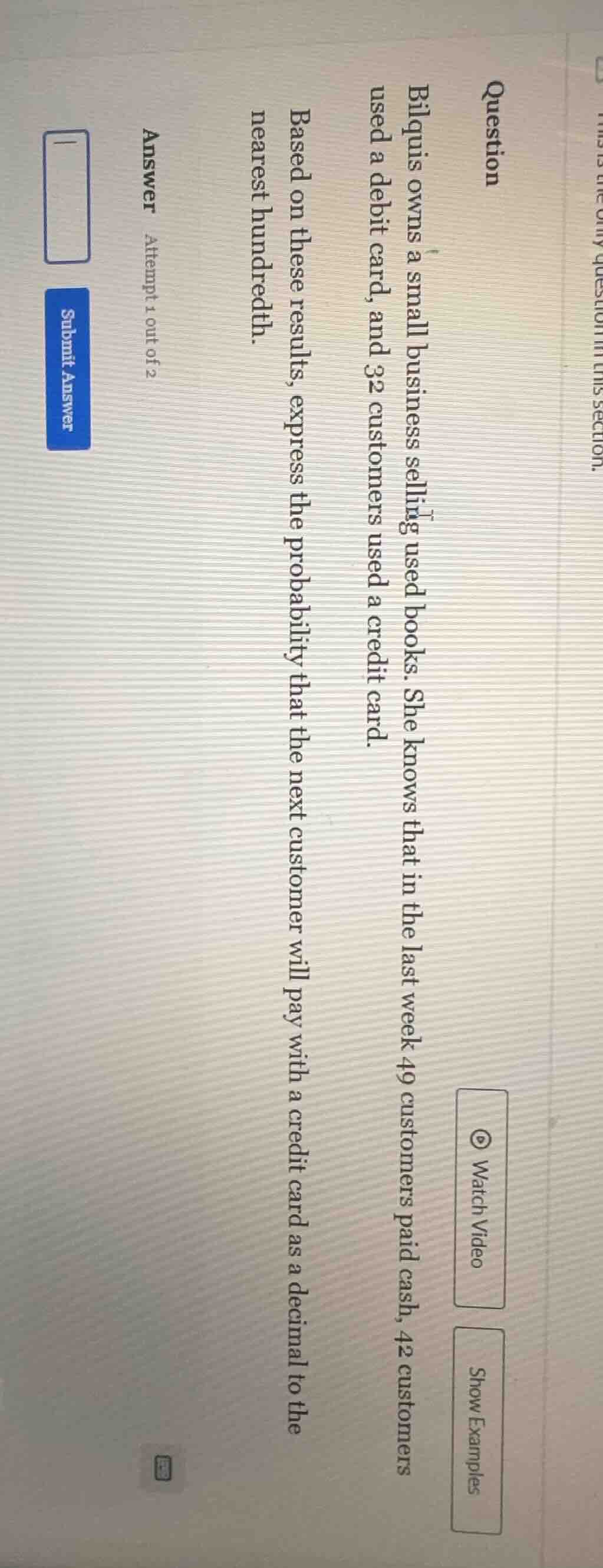 question bilquis owns a small business selling used books. she knows th…