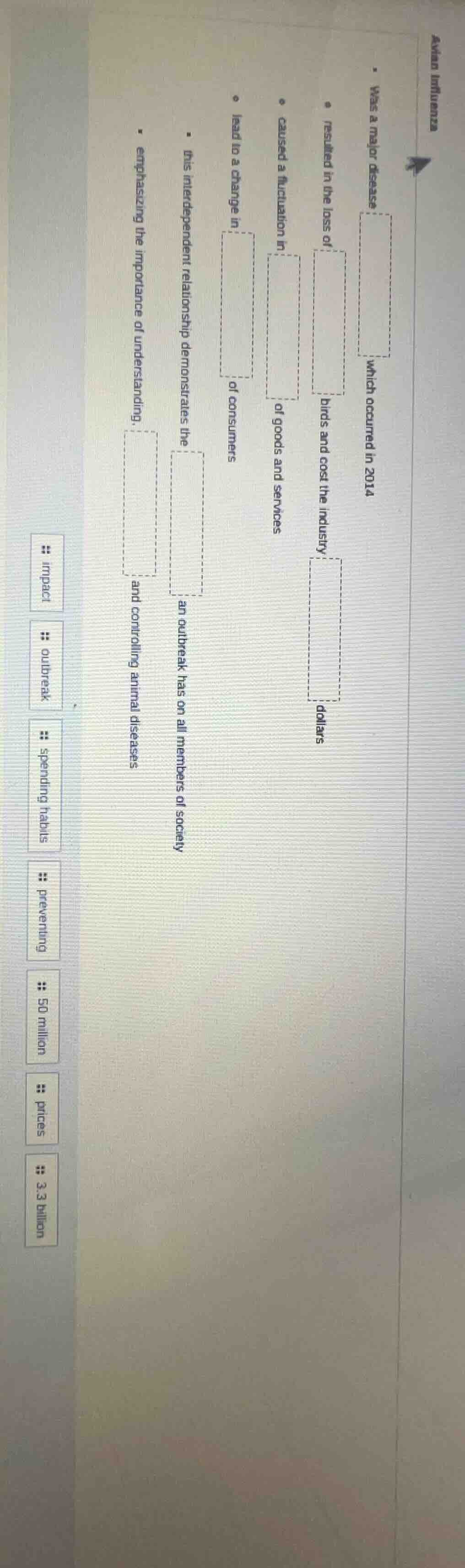 avian influenza - was a major disease which occurred in 2014 - resulted…