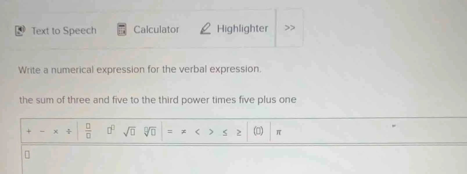 write a numerical expression for the verbal expression. the sum of thre…