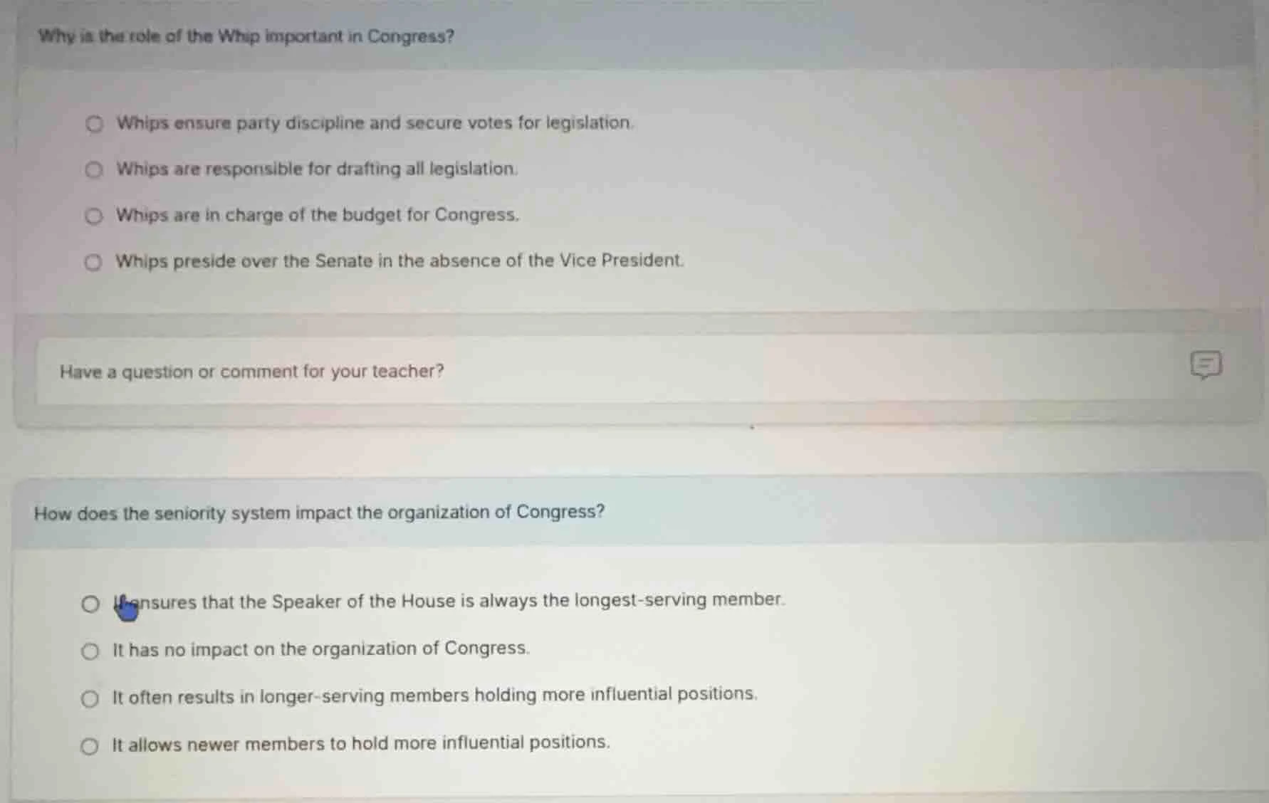 why is the role of the whip important in congress? whips ensure party d…
