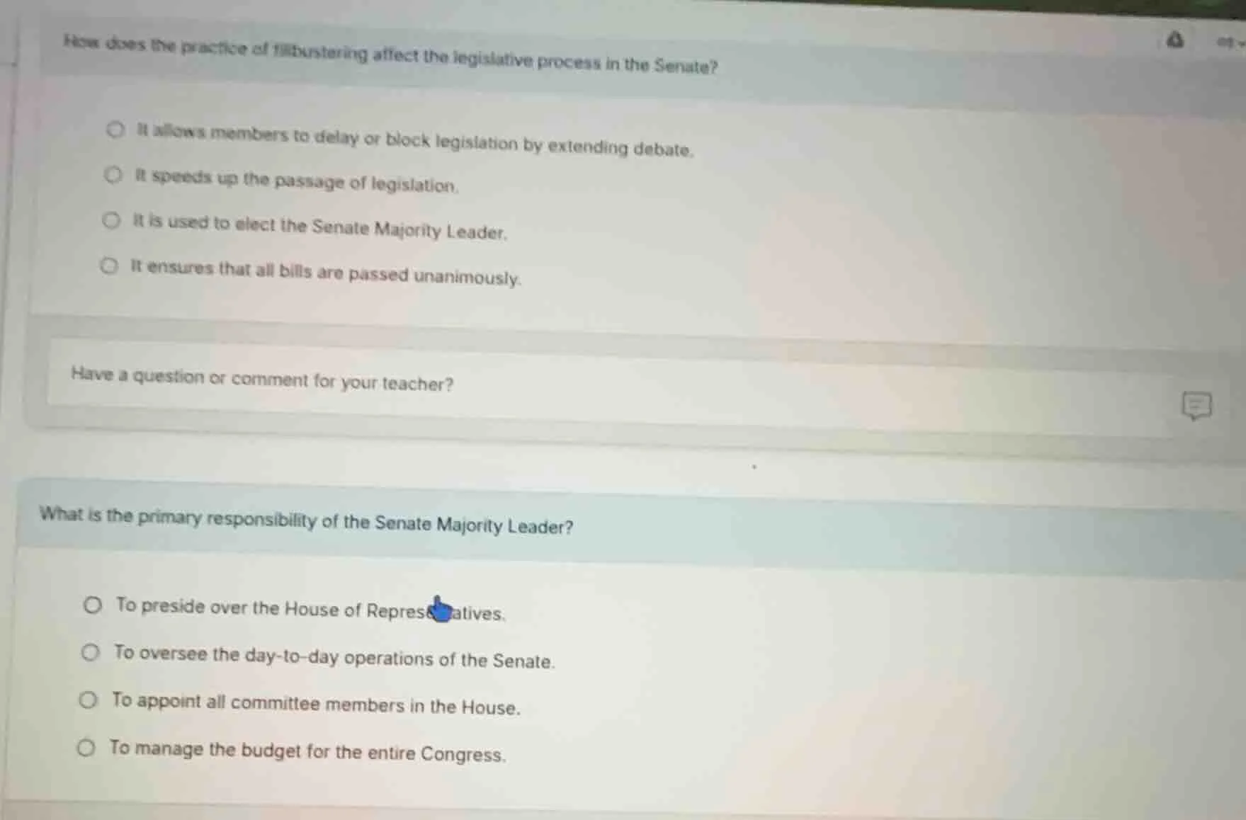 how does the practice of filibustering affect the legislative process i…