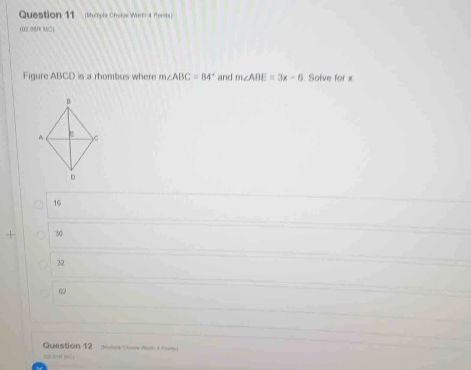 question 11 (multiple choice worth 4 points) (02.08h mc) figure abcd is…