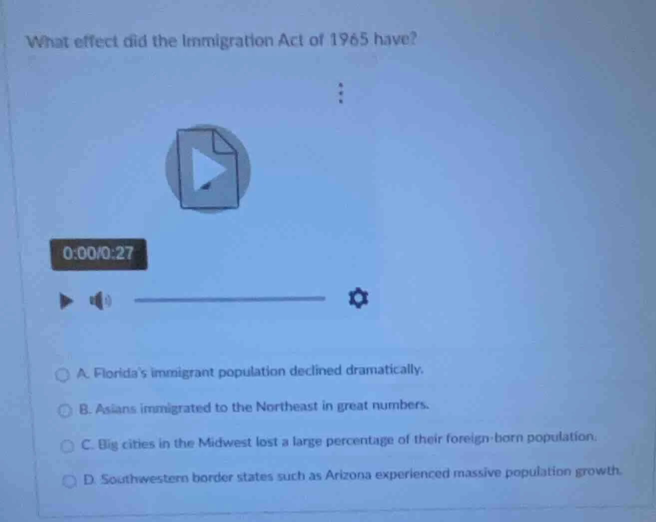 what effect did the immigration act of 1965 have? a. florida’s immigran…