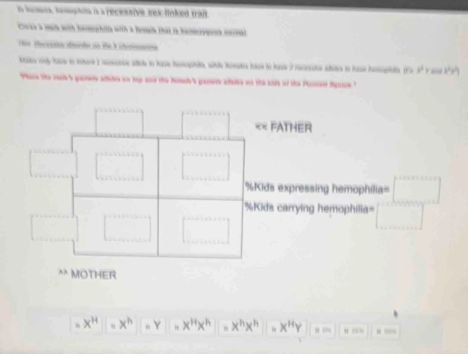 in humans, hemophilia is a recessive sex - linked trait. cross a male w…