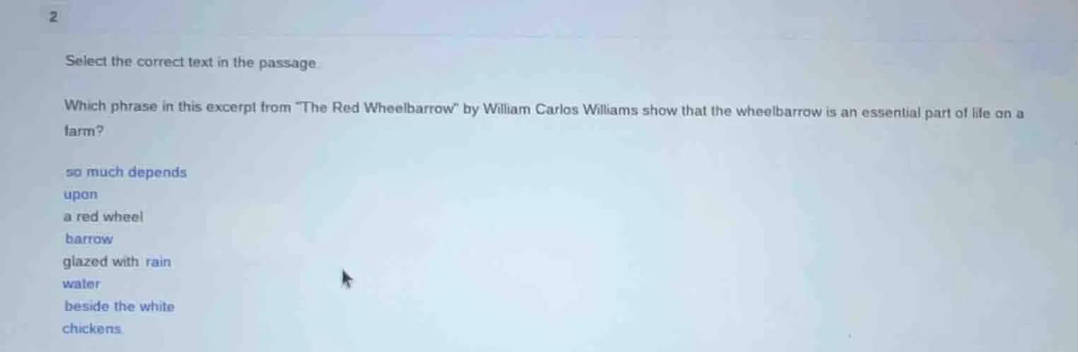 2 select the correct text in the passage. which phrase in this excerpt …