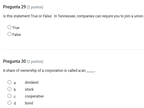 pregunta 29 (2 puntos) is this statement true or false: in tennessee, c…
