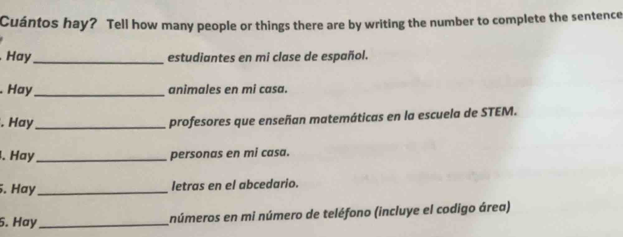 cuántos hay? tell how many people or things there are by writing the nu…