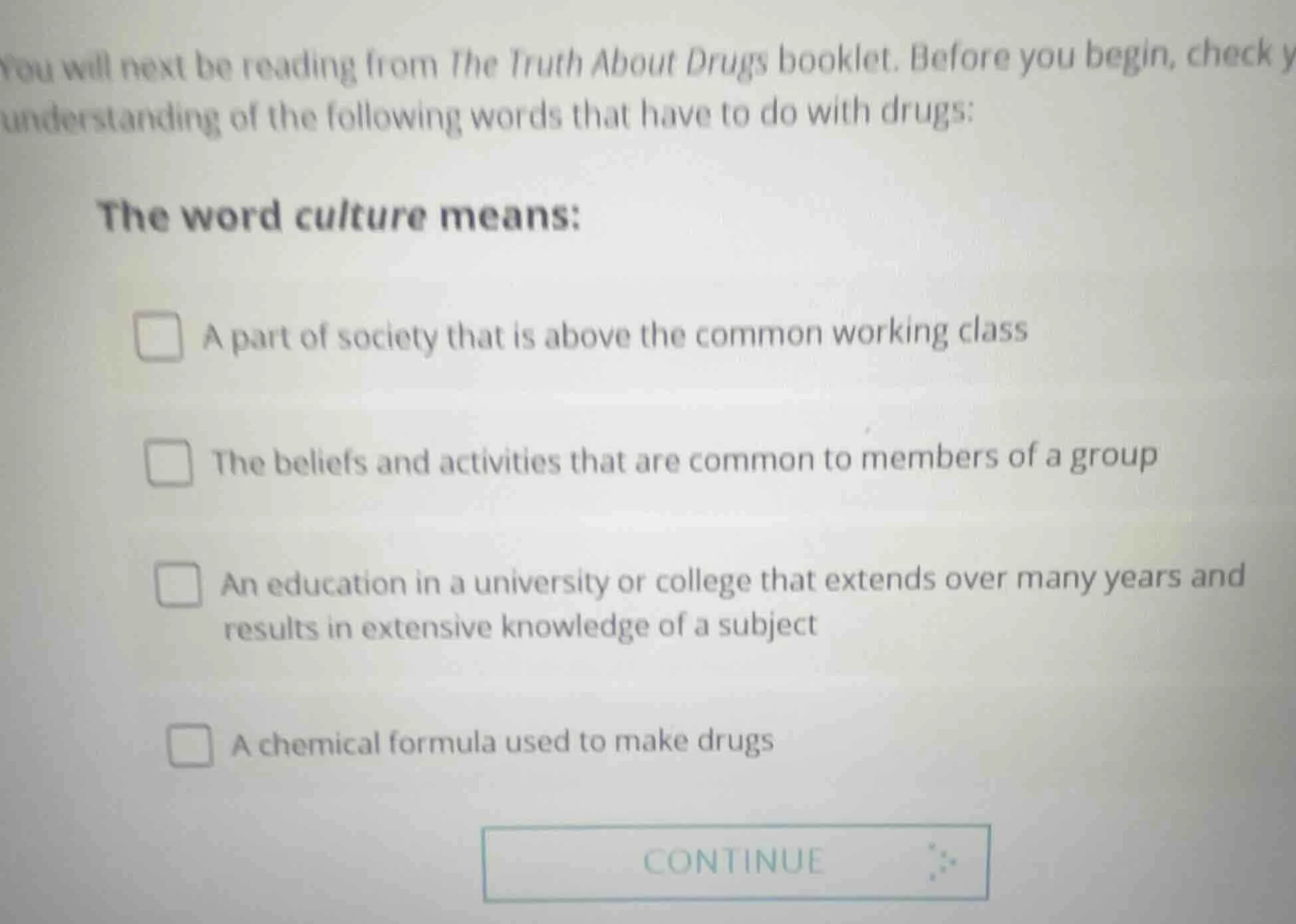 you will next be reading from the truth about drugs booklet. before you…