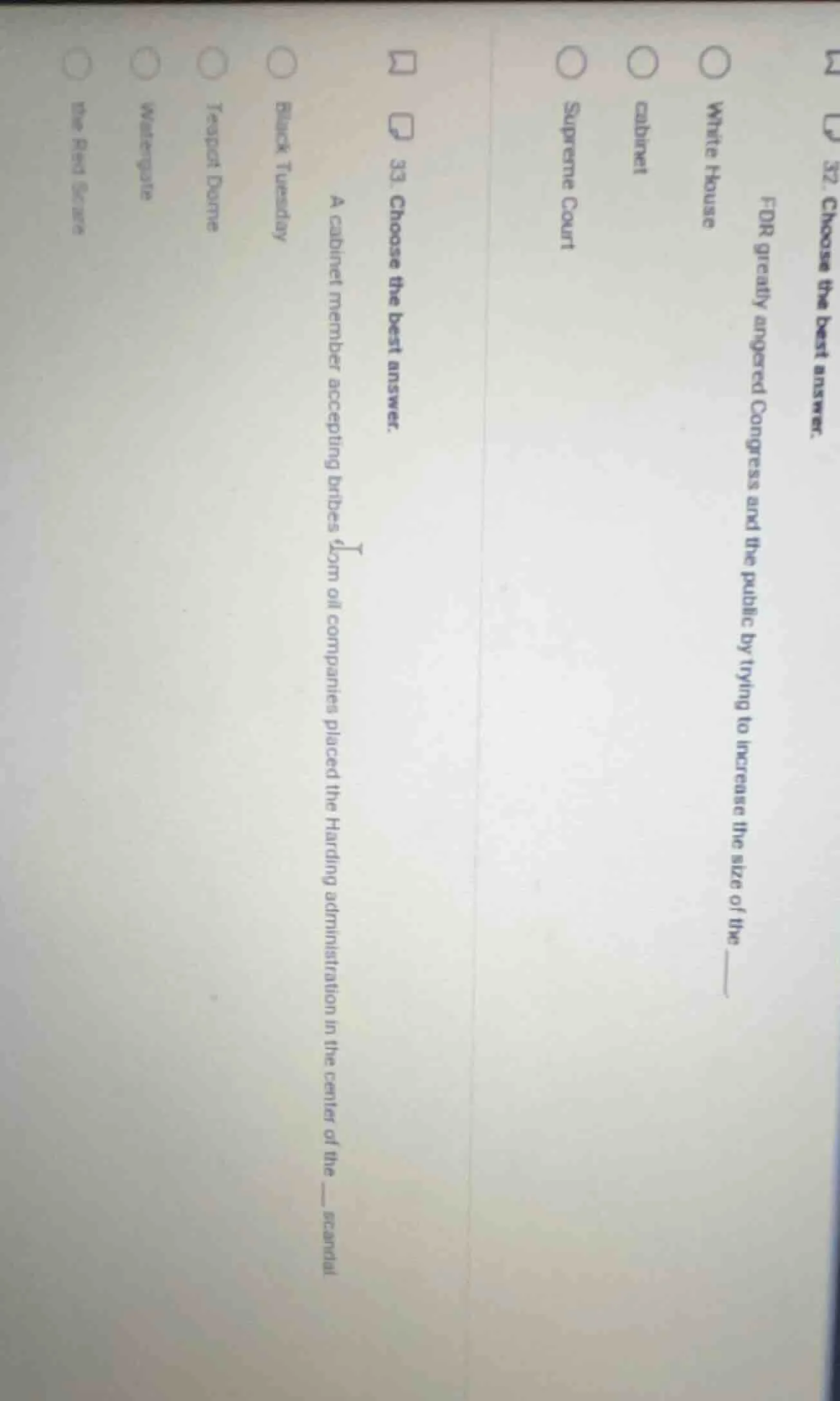 33. choose the best answer. a cabinet member accepting bribes from oil …
