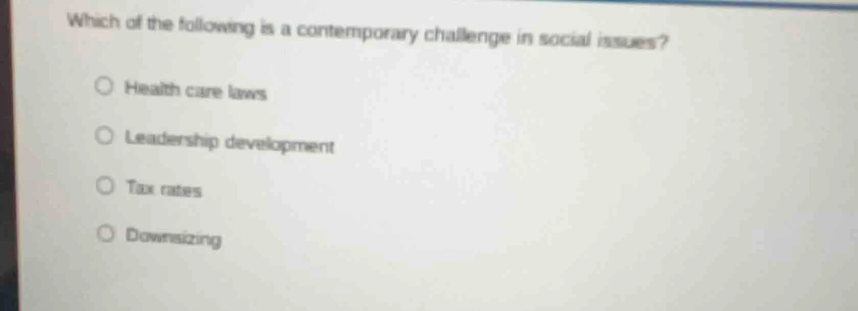 which of the following is a contemporary challenge in social issues? ○ …