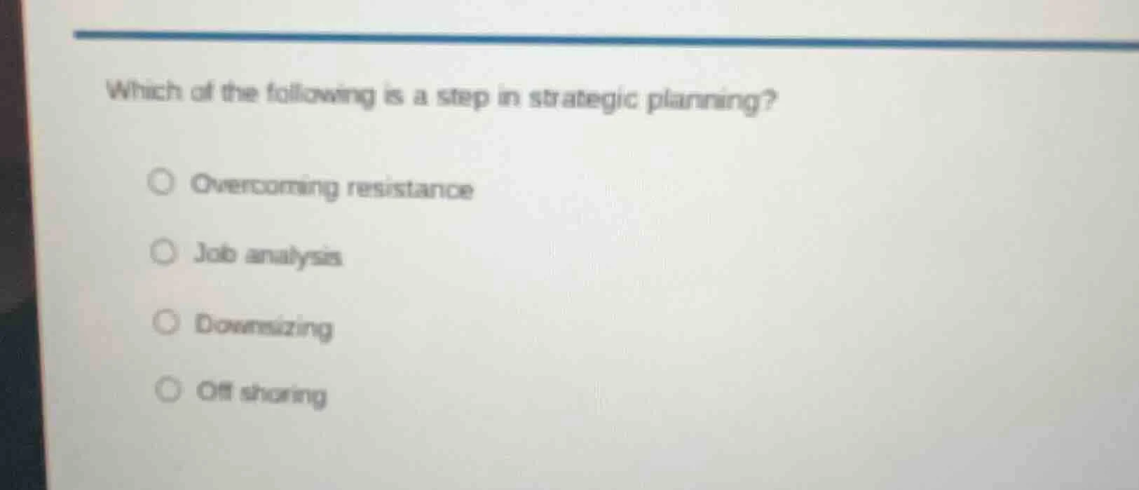 which of the following is a step in strategic planning? overcoming resi…