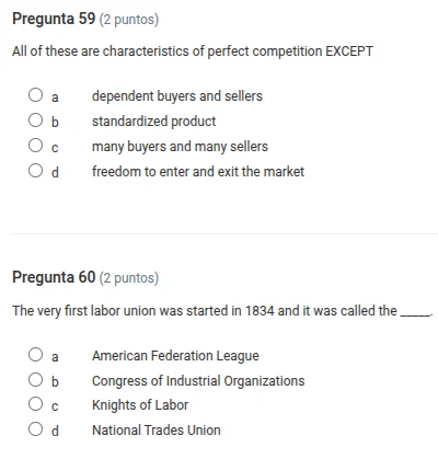 pregunta 59 (2 puntos) all of these are characteristics of perfect comp…