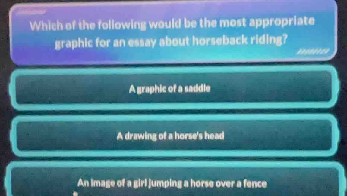 which of the following would be the most appropriate graphic for an ess…