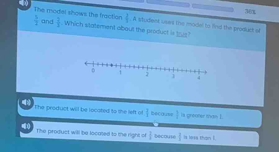 the model shows the fraction \\(\\frac{2}{3}\\). a student uses the mod…