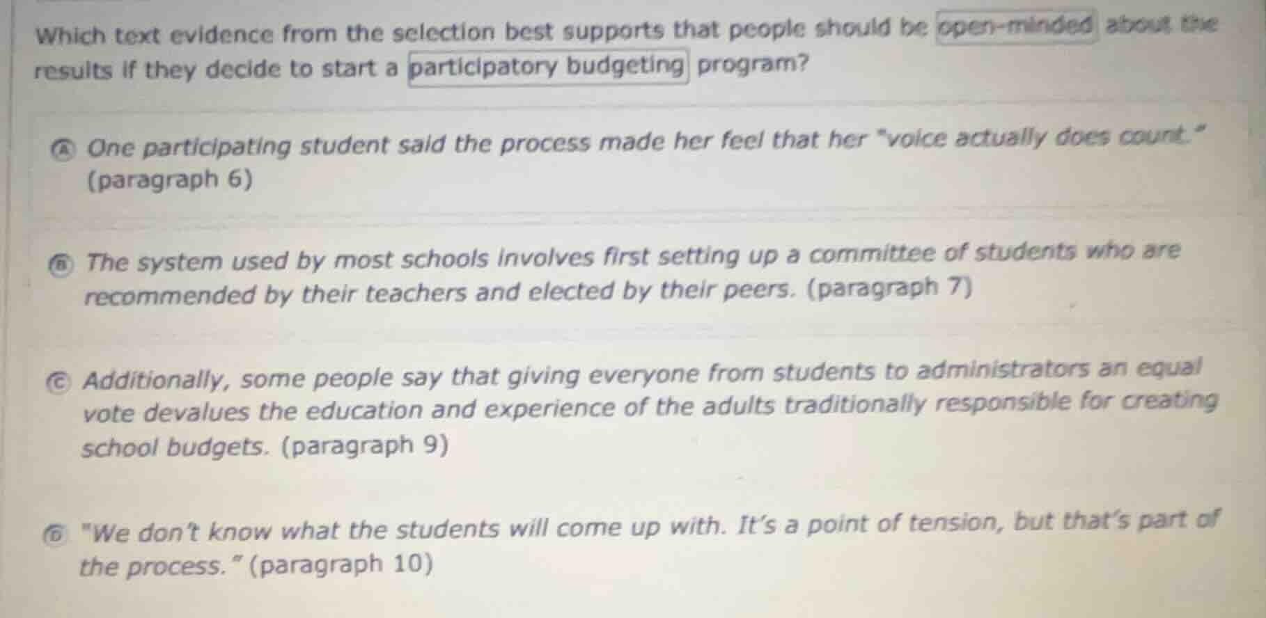 which text evidence from the selection best supports that people should…