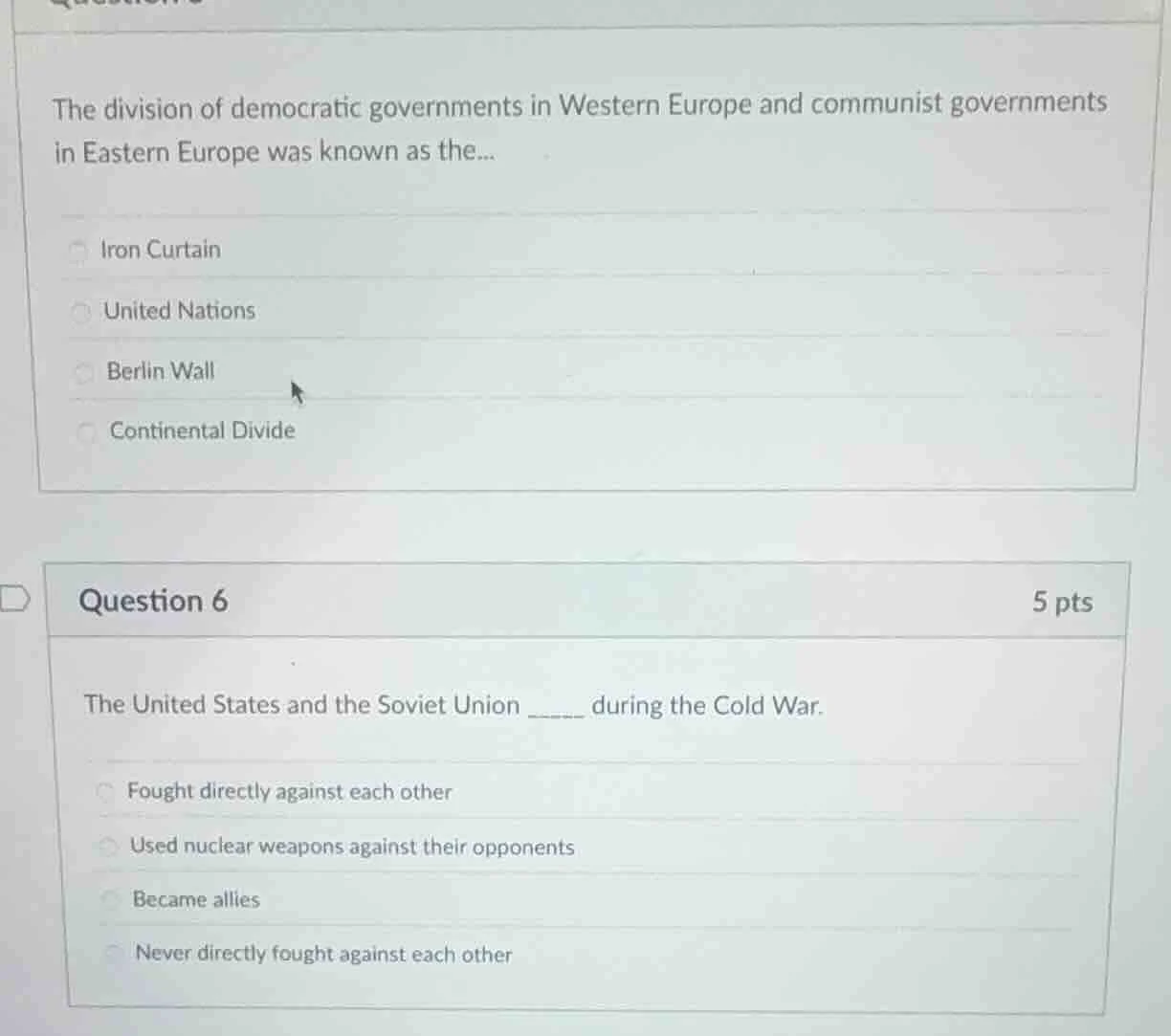 the division of democratic governments in western europe and communist …