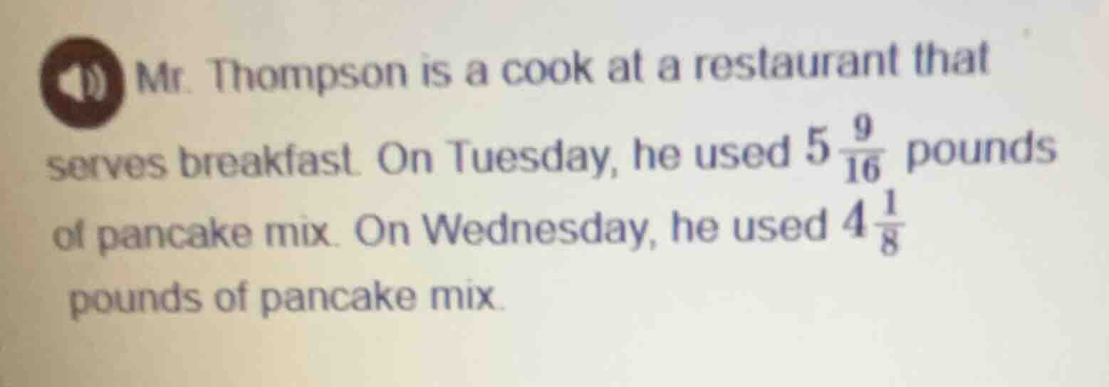 mr. thompson is a cook at a restaurant that serves breakfast. on tuesda…