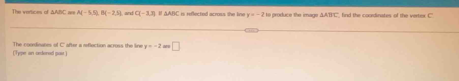 the vertices of $\\triangle abc$ are $a(-5,5)$, $b(-2,5)$, and $c(-3,3)…