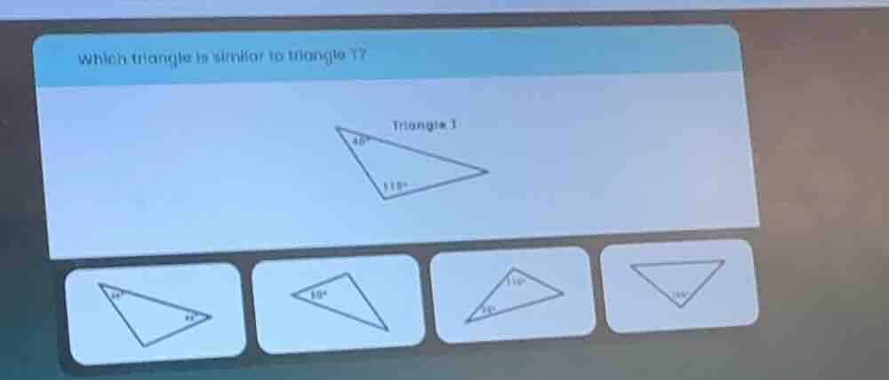 which triangle is similar to triangle 1? triangle 1 has angles 48° and …