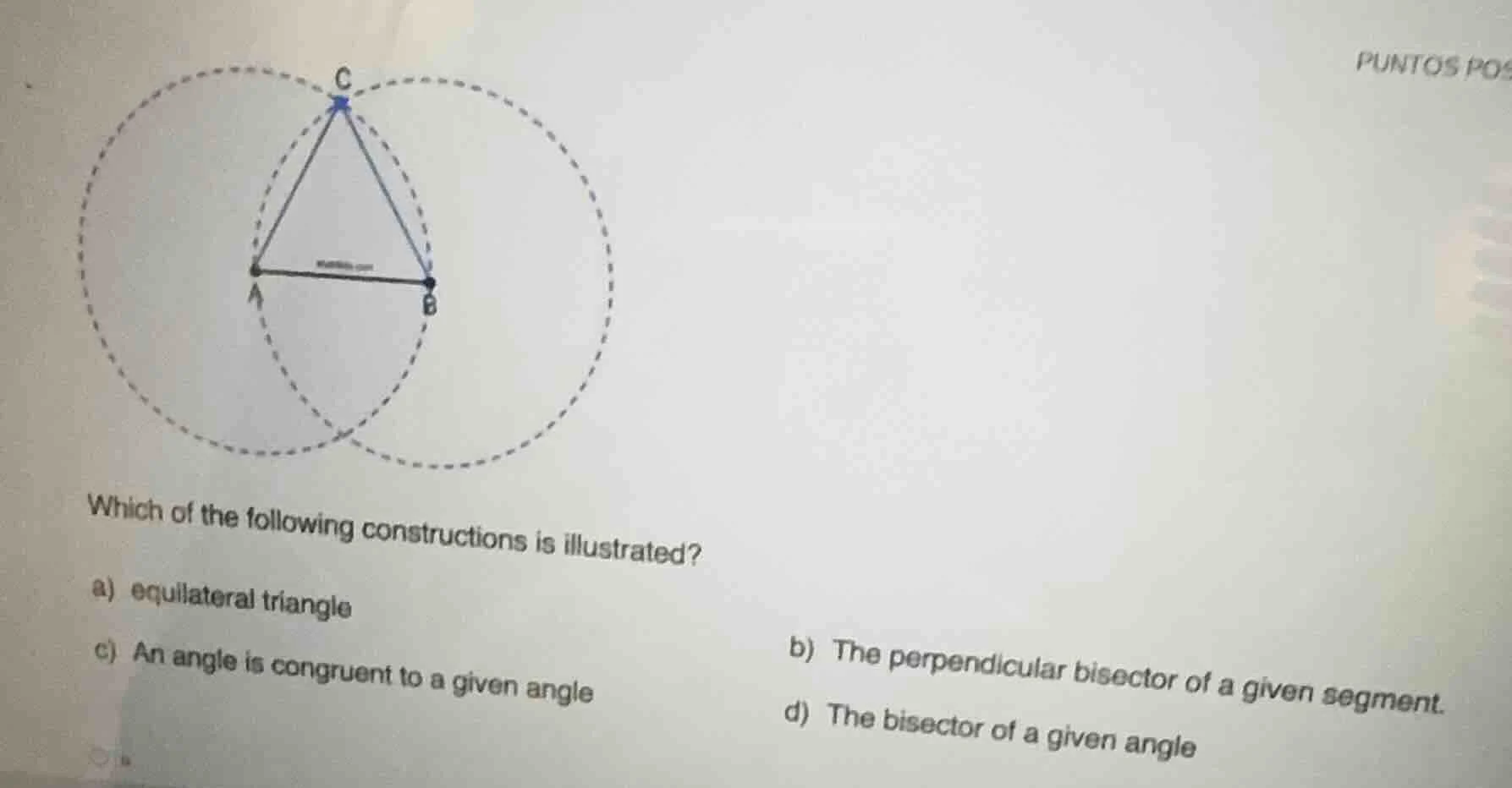 which of the following constructions is illustrated? a) equilateral tri…